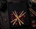 I Love Music Drumsticks Heart V-Neck Shirt
