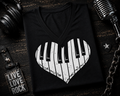 I Love Music Piano Heart V-Neck Shirt