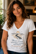 Music Crosses All Bridges Keyboard V-Neck