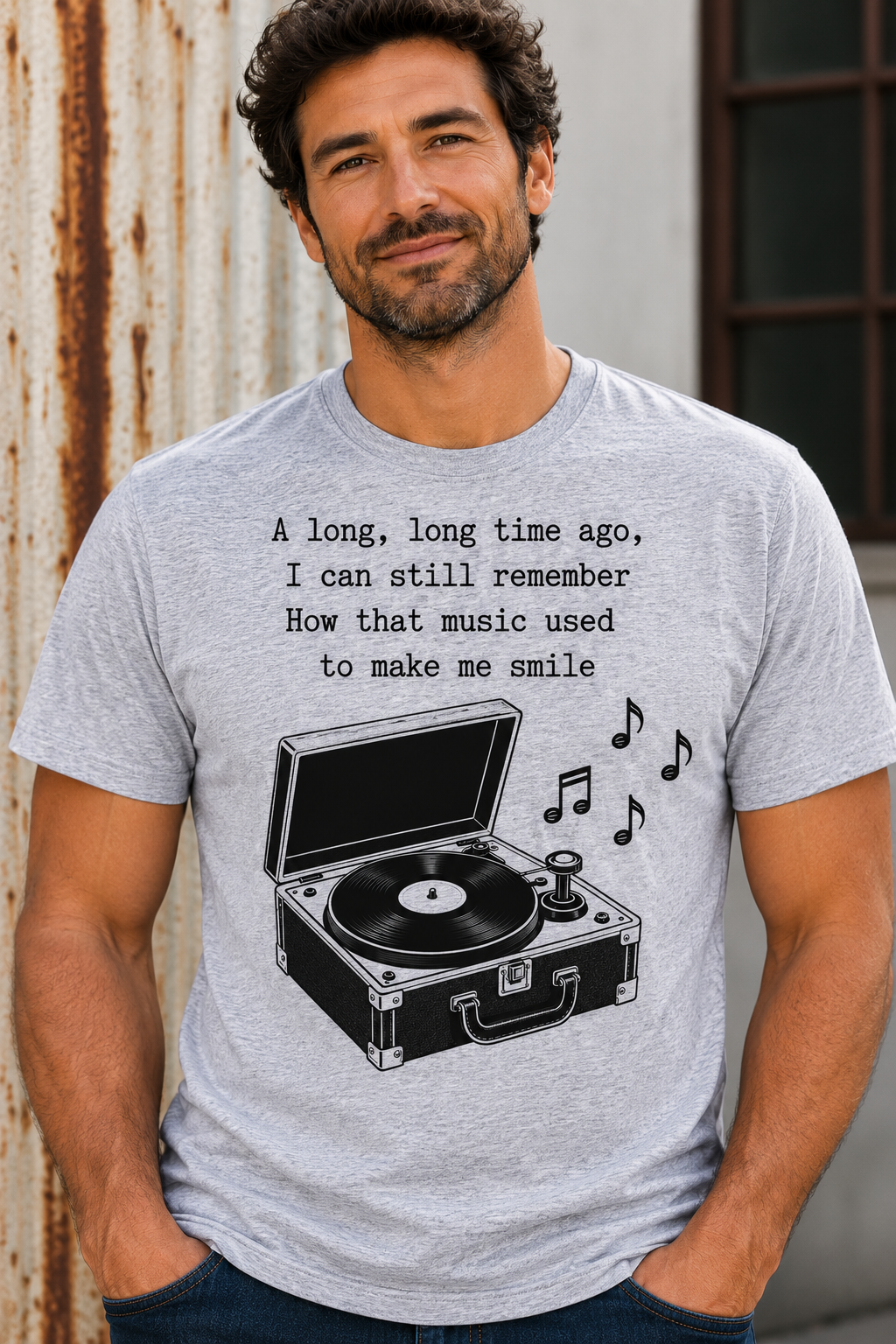 Nostalgia Music Made Me Smile Crew Neck Tee