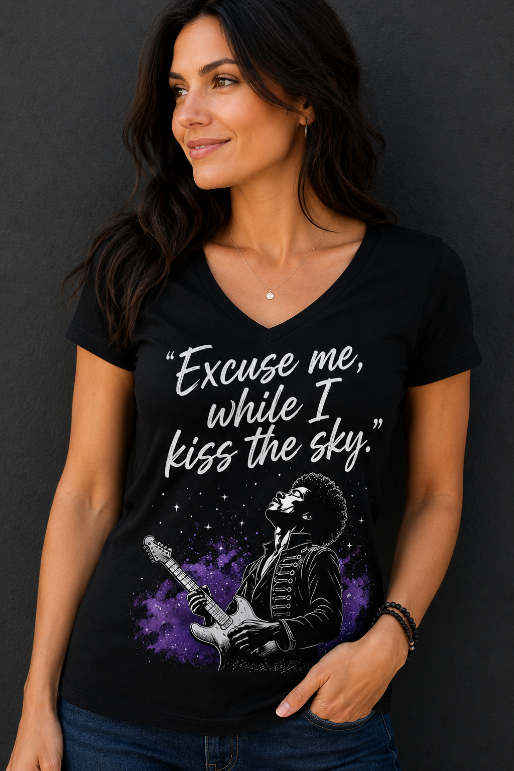 Nostalgia Excuse Me, While I Kiss the Sky V-Neck Tee