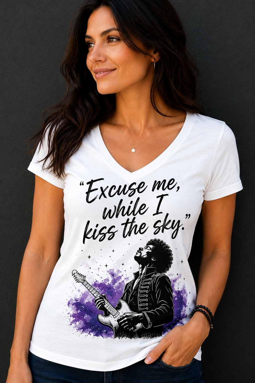 Nostalgia Excuse Me, While I Kiss the Sky V-Neck Tee