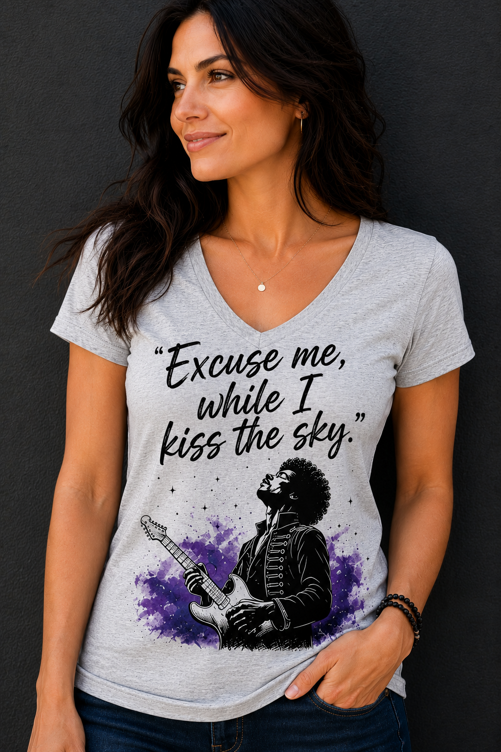 Nostalgia Excuse Me, While I Kiss the Sky V-Neck Tee