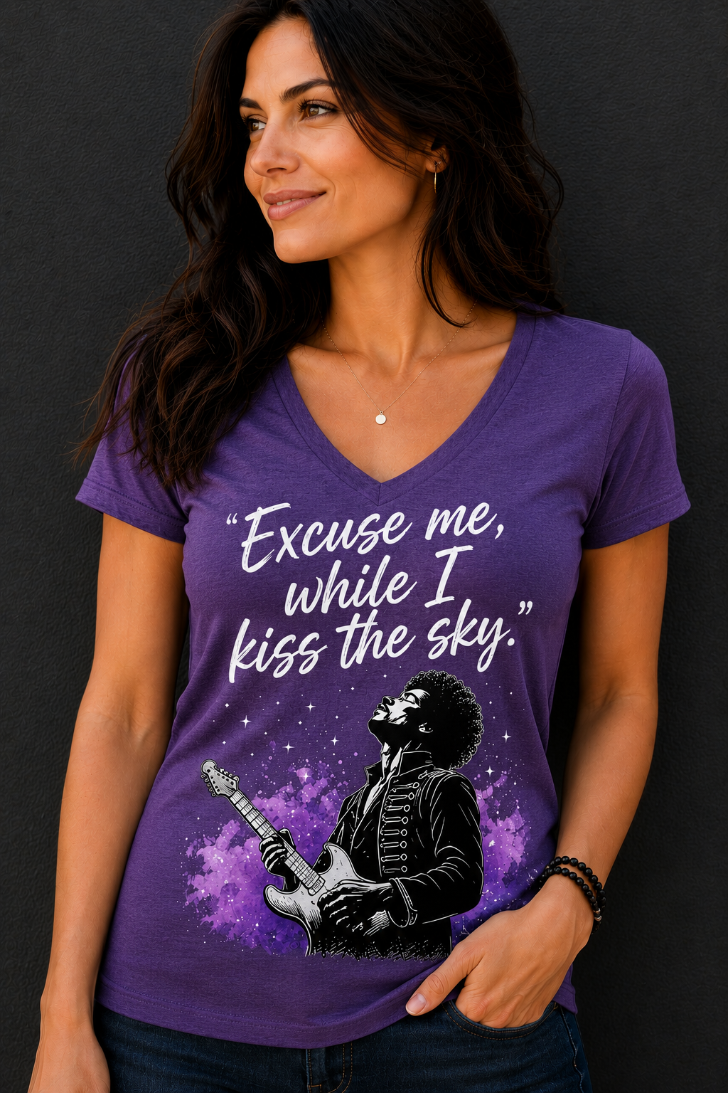 Nostalgia Excuse Me, While I Kiss the Sky V-Neck Tee