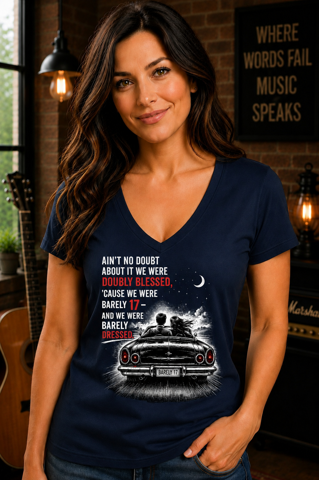 Nostalgia Barely 17 Doubly Blessed Women's V-Neck Tee