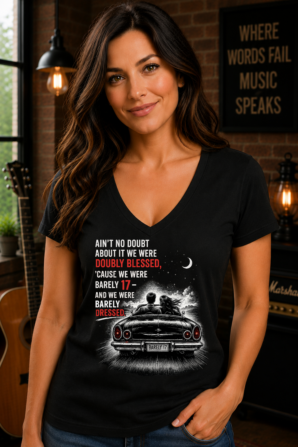 Nostalgia Barely 17 Doubly Blessed Women's V-Neck Tee