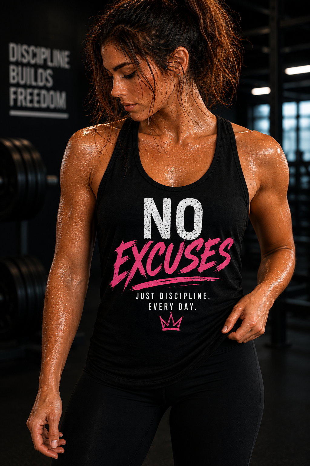 No Excuses Women’s Workout Tank Top – Motivational Gym Racerback Tank – Fitness Motivation Shirt – Just Discipline Every Day
