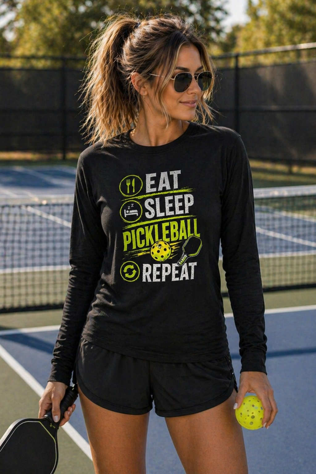 Pickleball Eat, Sleep, Pickleball Long Sleeve Shirt