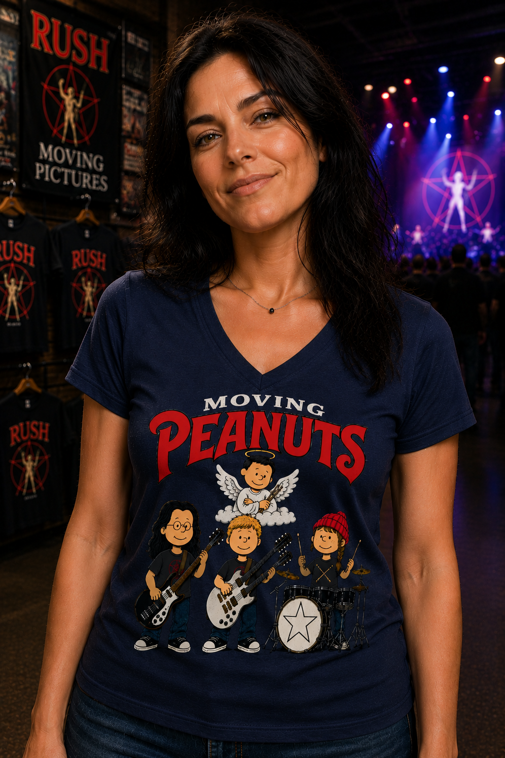 Moving Peanuts V-Neck | Rush-Inspired Progressive Rock Parody Shirt | Rushmore Collection