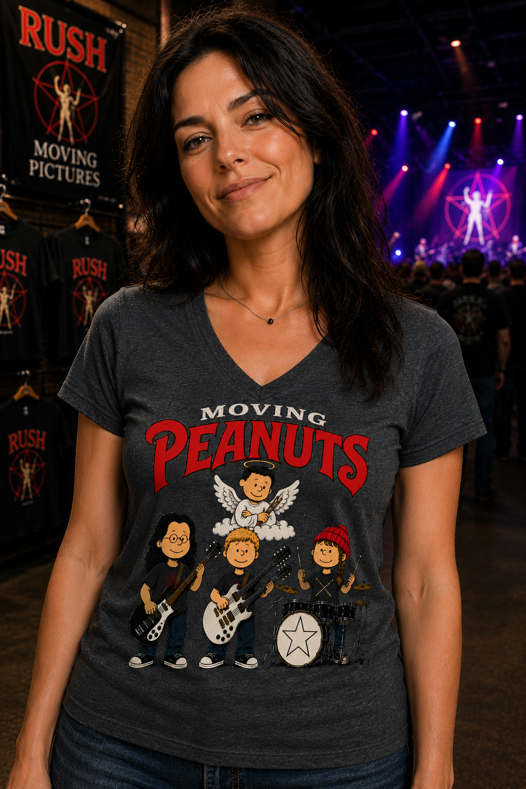 Moving Peanuts V-Neck | Rush-Inspired Progressive Rock Parody Shirt | Rushmore Collection