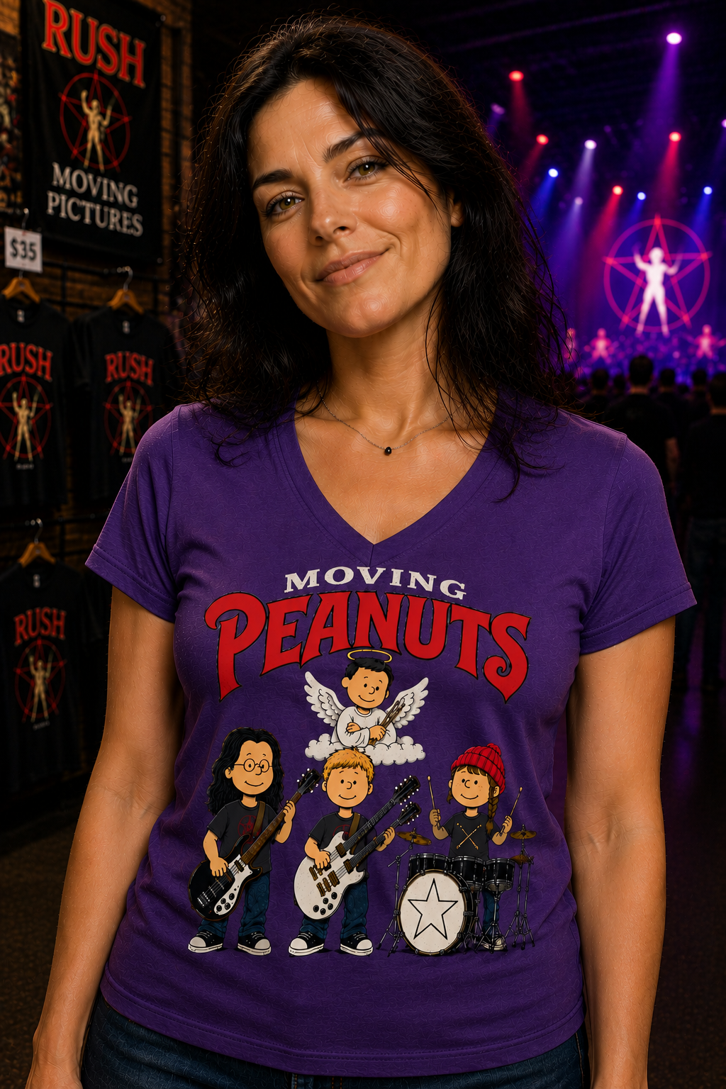 Moving Peanuts V-Neck | Rush-Inspired Progressive Rock Parody Shirt | Rushmore Collection