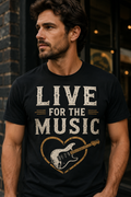 Live for the Music Guitar Heart Shirt