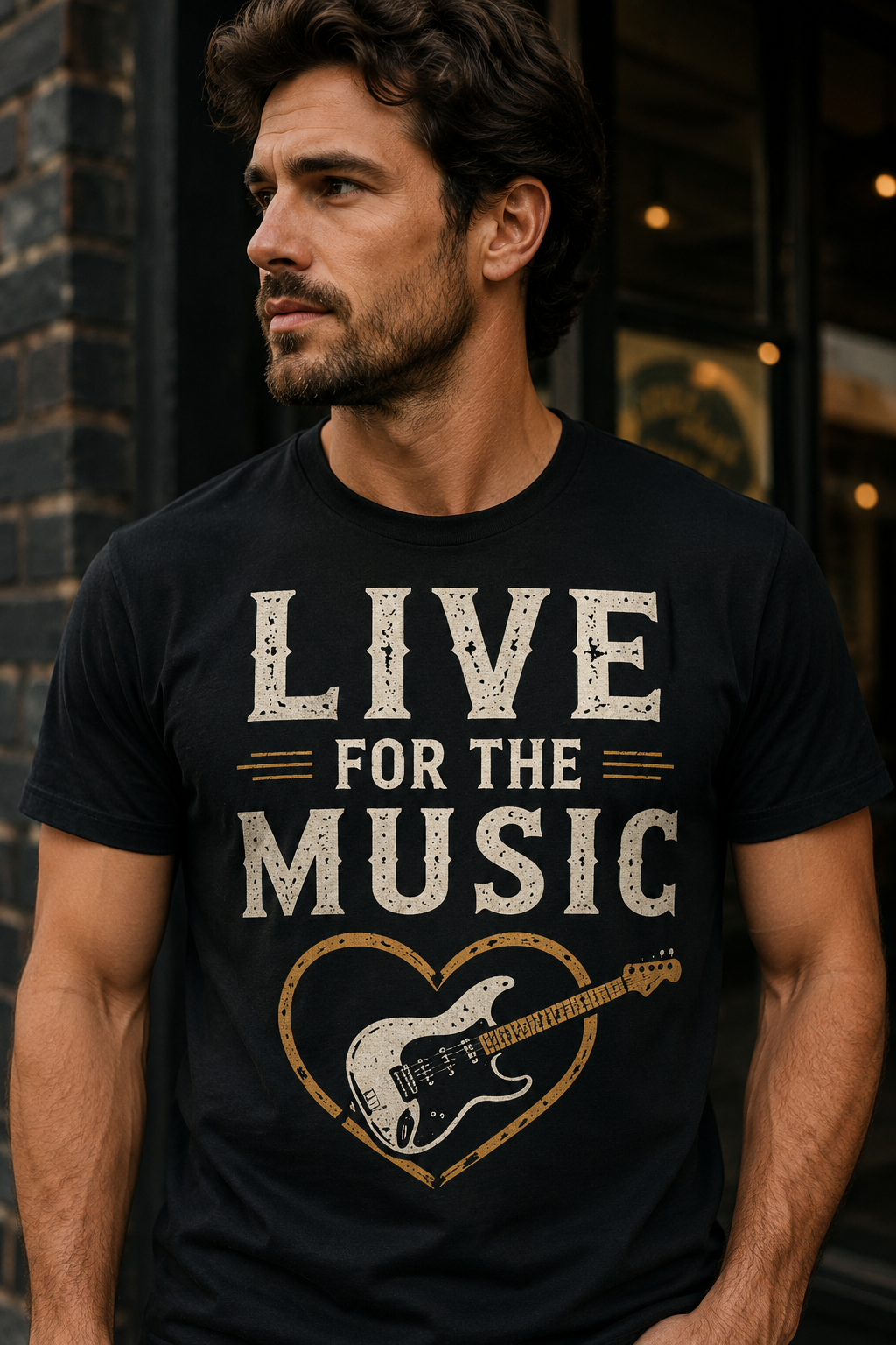 Live for the Music Guitar Heart Shirt