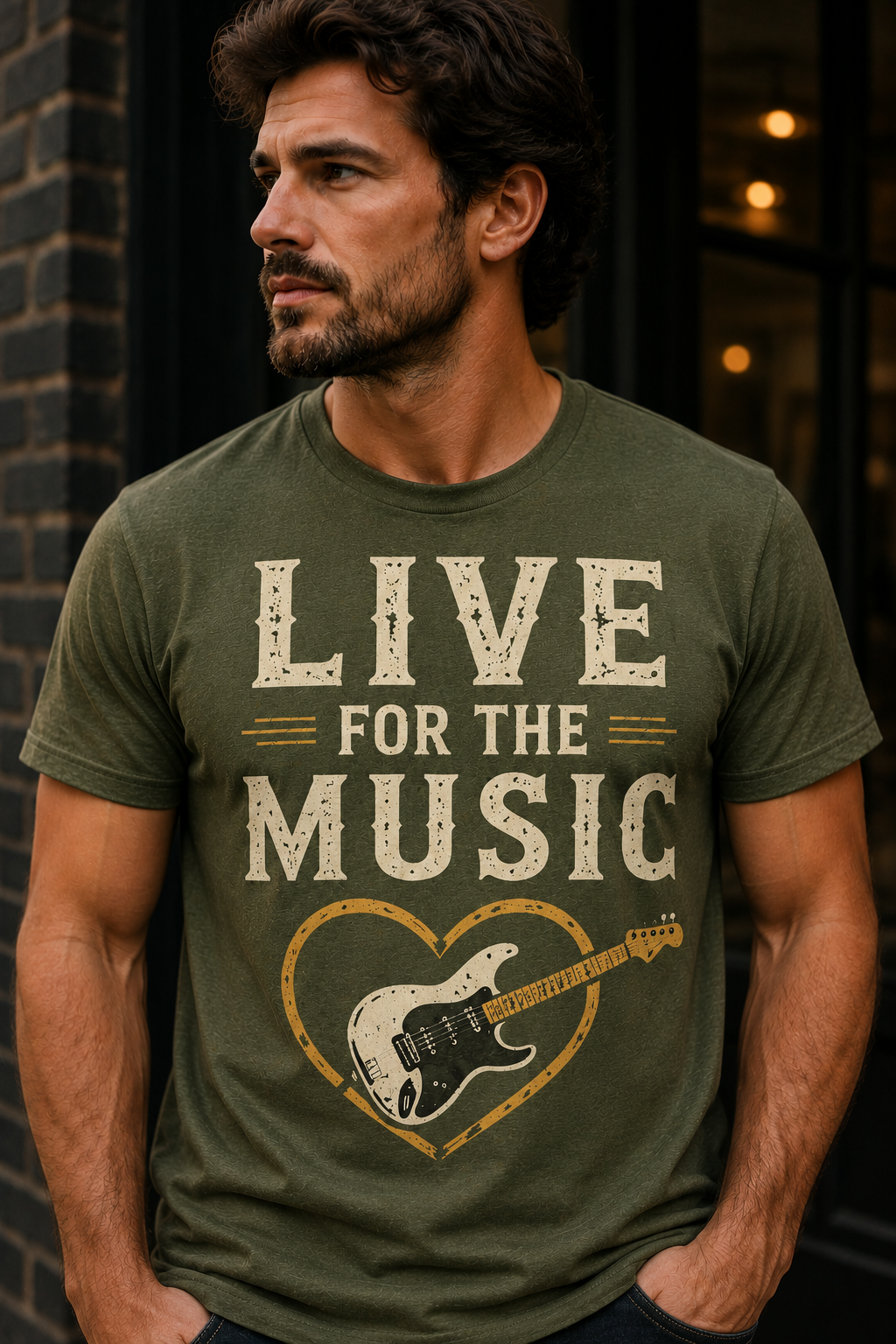 Live for the Music Guitar Heart Shirt