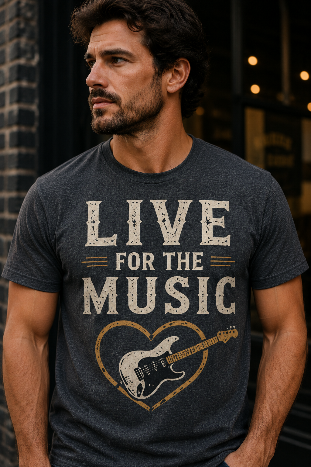 Live for the Music Guitar Heart Shirt