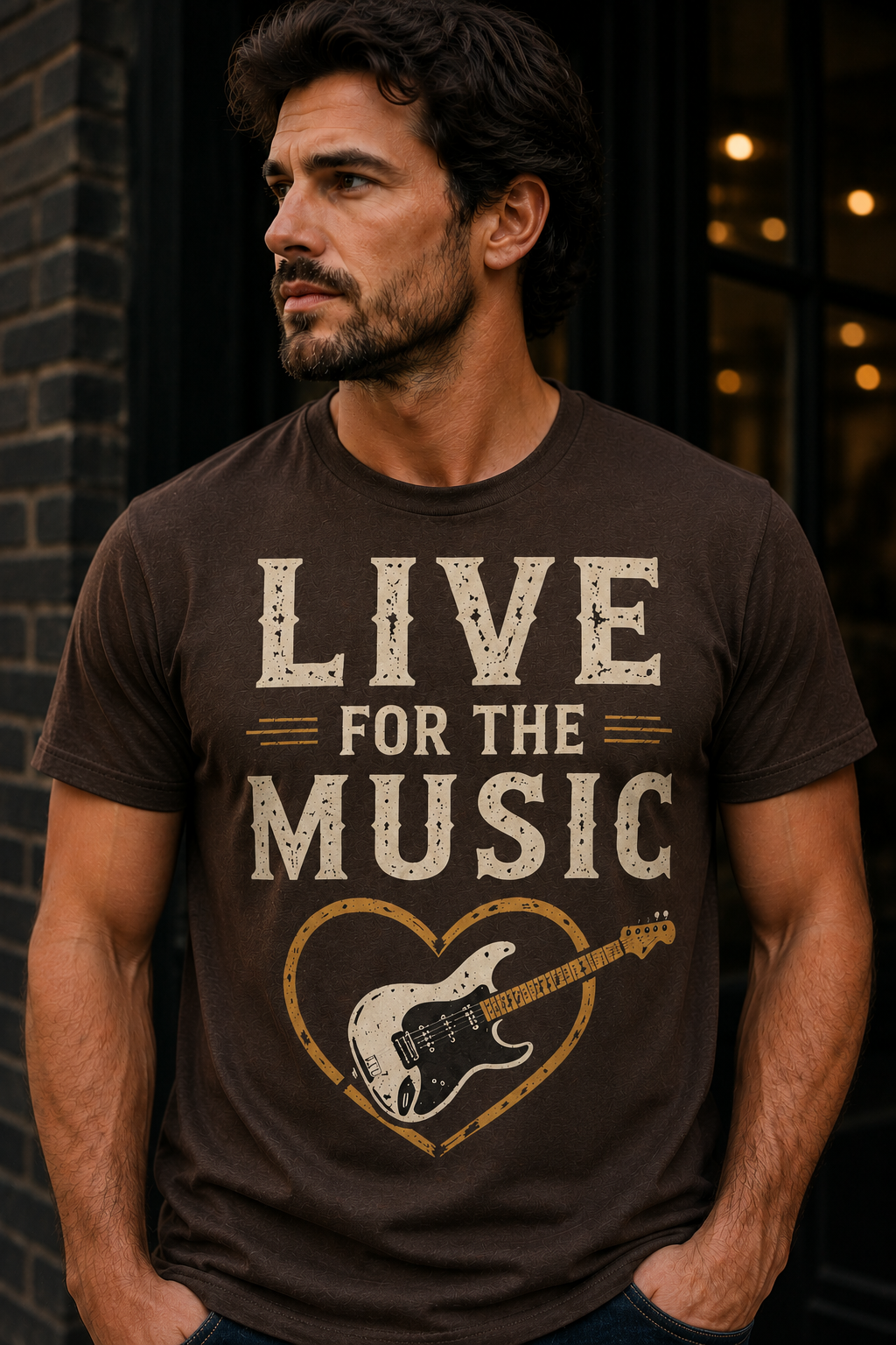 Live for the Music Guitar Heart Shirt