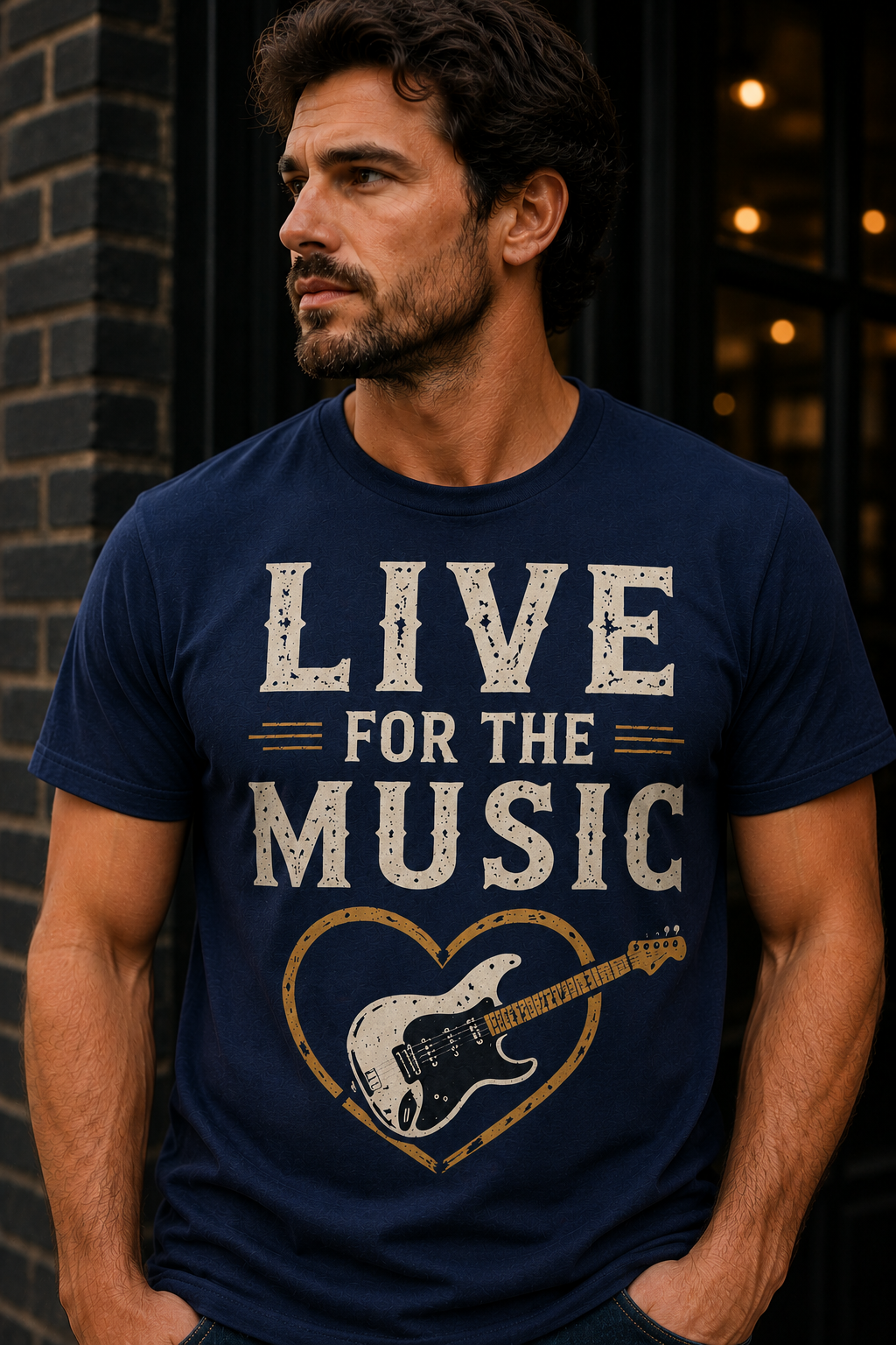Live for the Music Guitar Heart Shirt