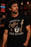 Powered by Coffee & Loud Guitars T-Shirt