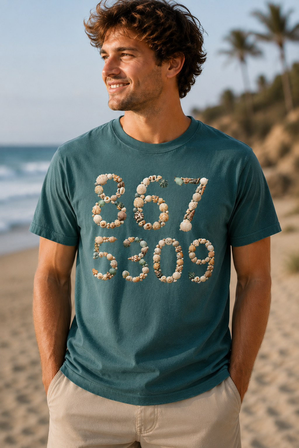 Vintage Vibes Nostalgia 867 5309 Seashell Mosaic T-Shirt