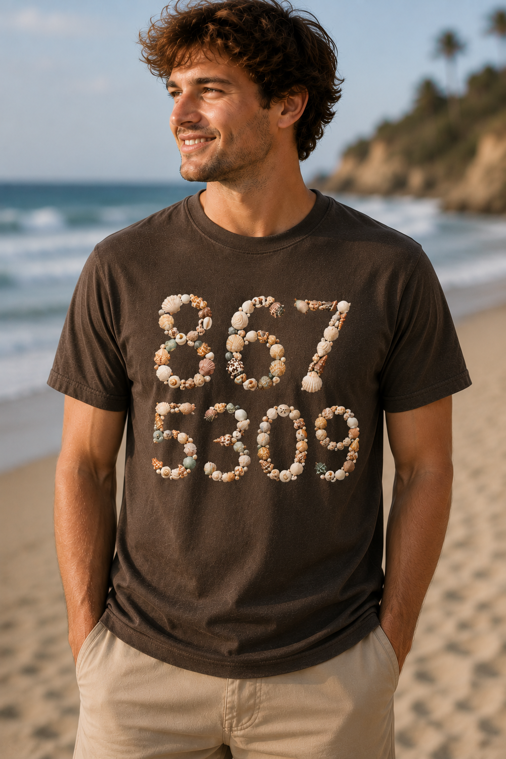 Vintage Vibes Nostalgia 867 5309 Seashell Mosaic T-Shirt