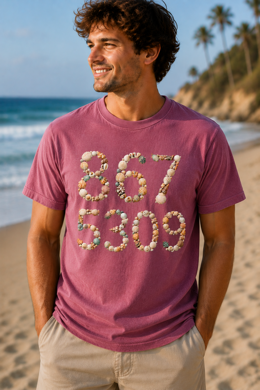 Vintage Vibes Nostalgia 867 5309 Seashell Mosaic T-Shirt