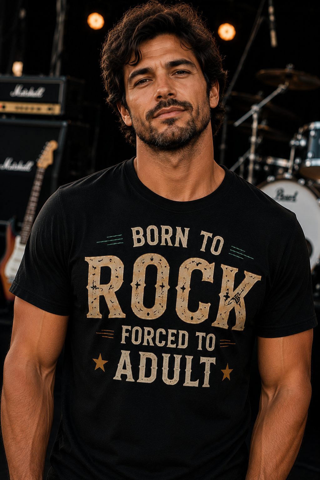 Born to Rock Forced to Adult Funny Music T-Shirt