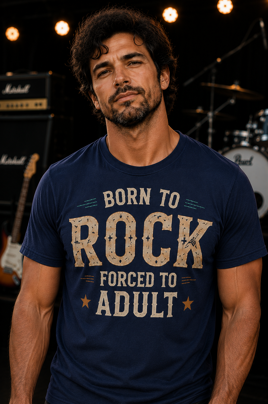 Born to Rock Forced to Adult Funny Music T-Shirt