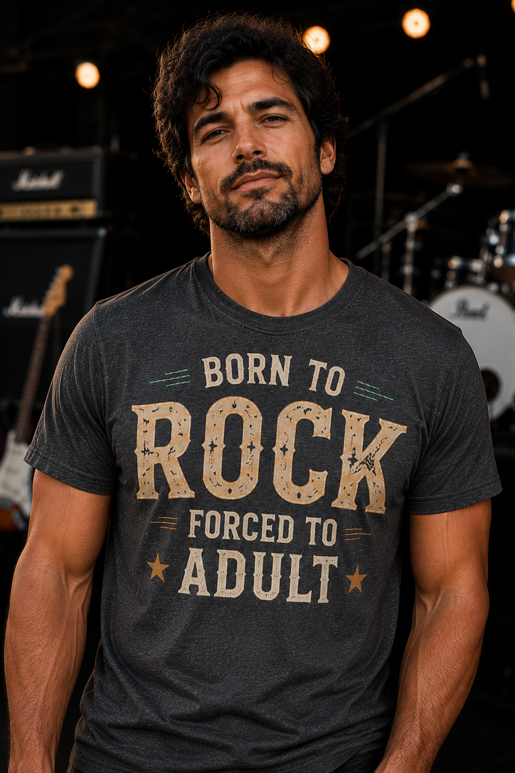 Born to Rock Forced to Adult Funny Music T-Shirt