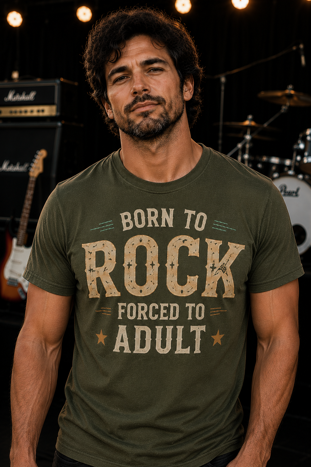 Born to Rock Forced to Adult Funny Music T-Shirt