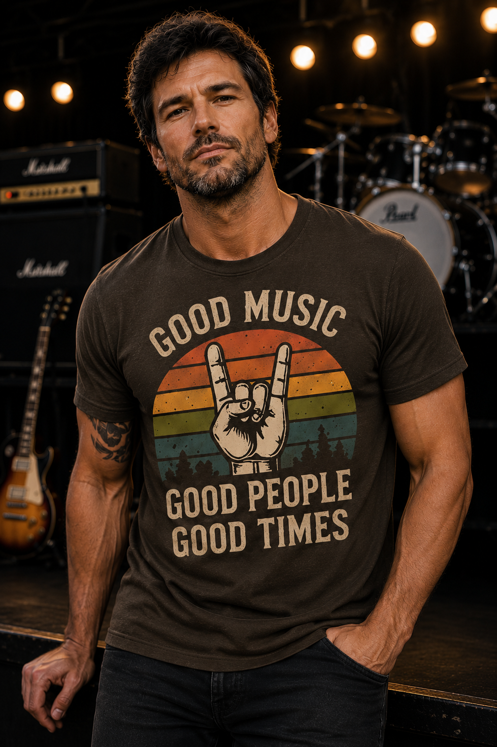 Good Music Good People Good Times Retro Music T-Shirt