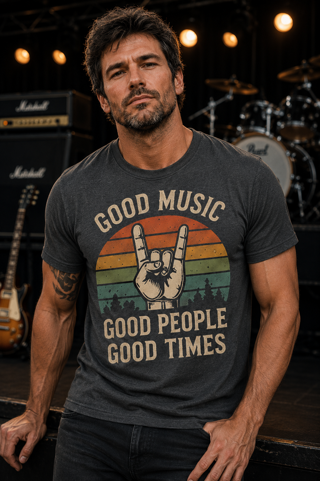 Good Music Good People Good Times Retro Music T-Shirt