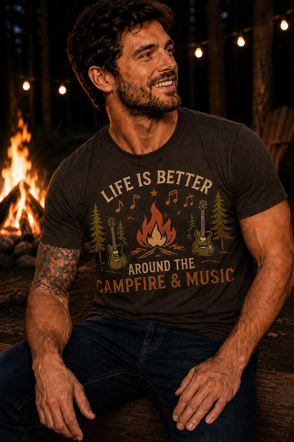Life Is Better Around the Campfire & Music T-Shirt