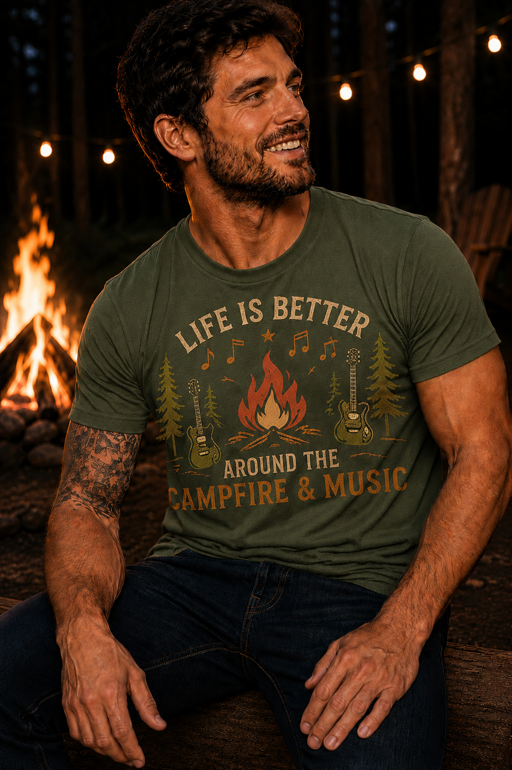 Life Is Better Around the Campfire & Music T-Shirt