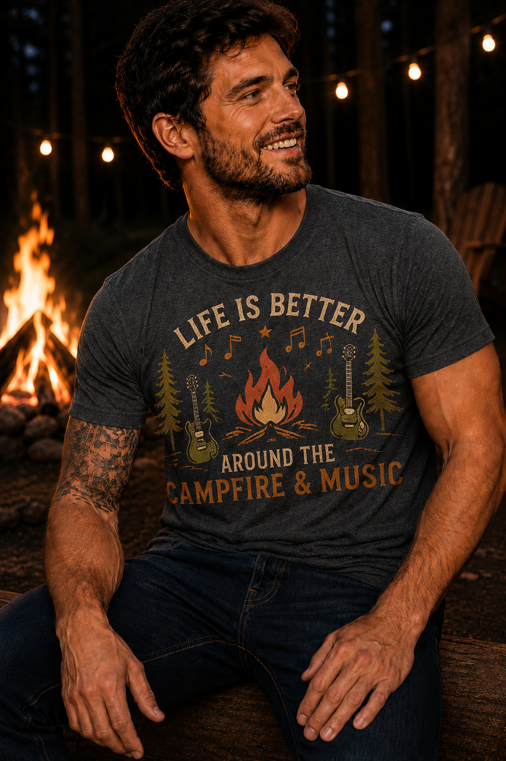 Life Is Better Around the Campfire & Music T-Shirt