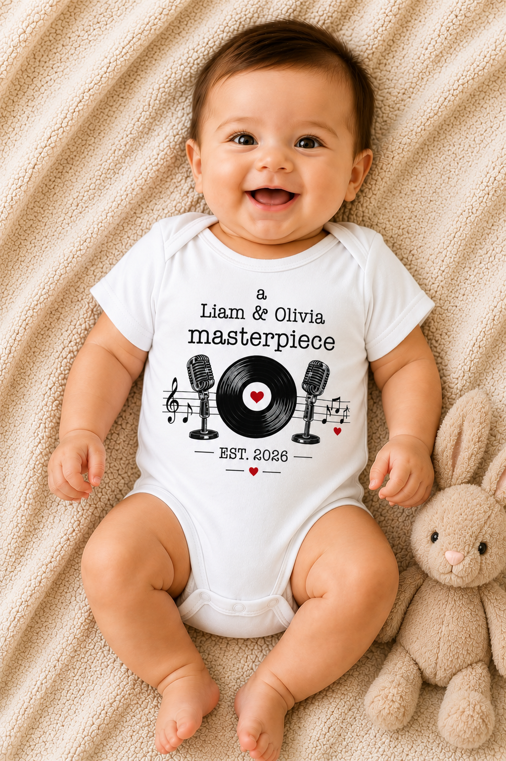 Personalized Baby Masterpiece Music Onesie (a)