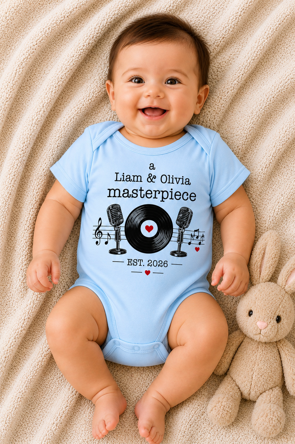 Personalized Baby Masterpiece Music Onesie (a)