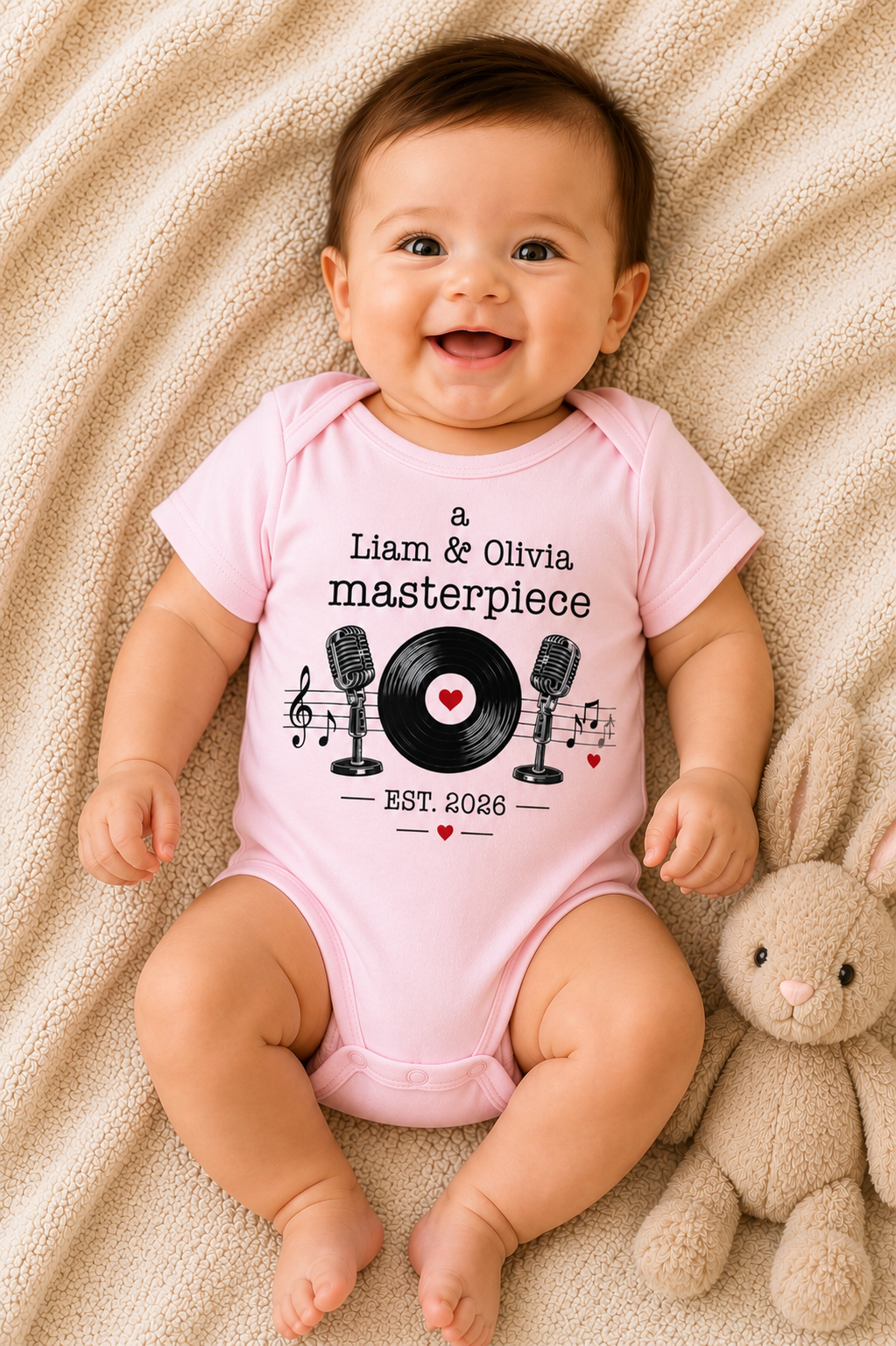 Personalized Baby Masterpiece Music Onesie (a)