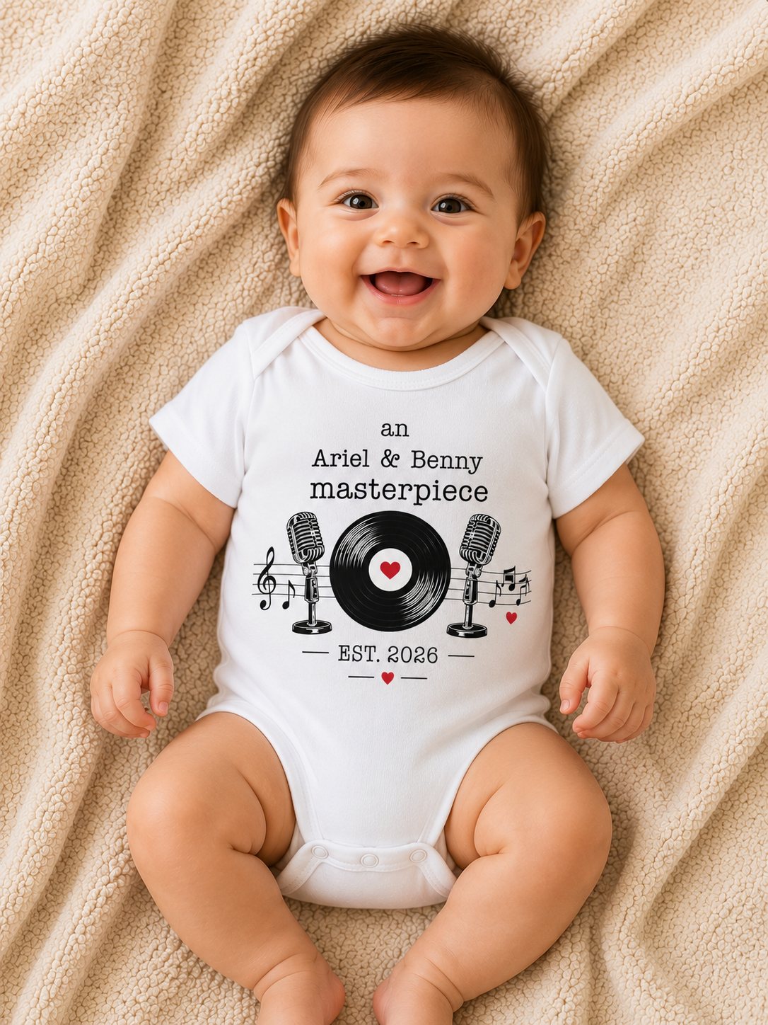 Personalized Baby Masterpiece Music Onesie (an)