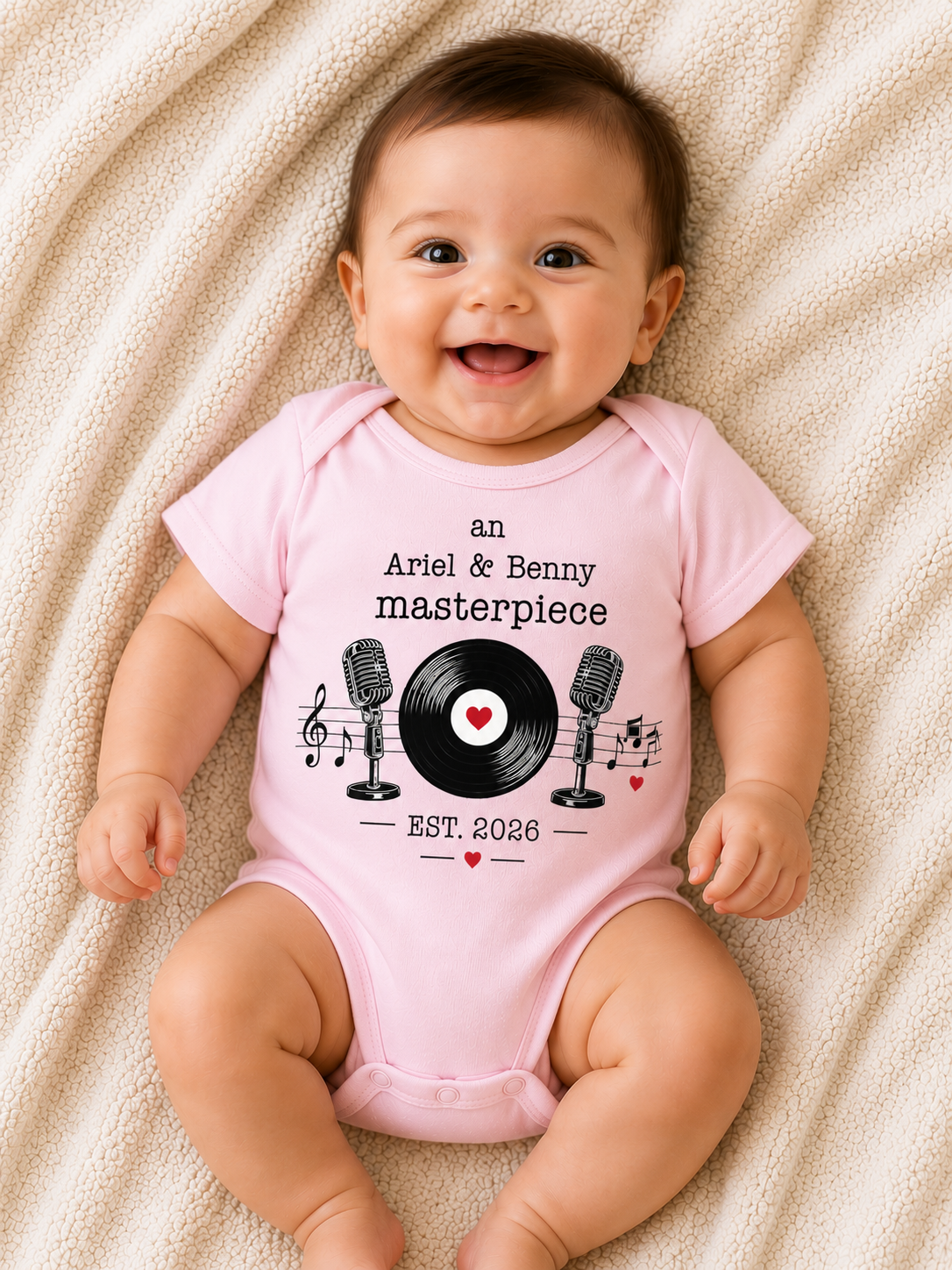 Personalized Baby Masterpiece Music Onesie (an)