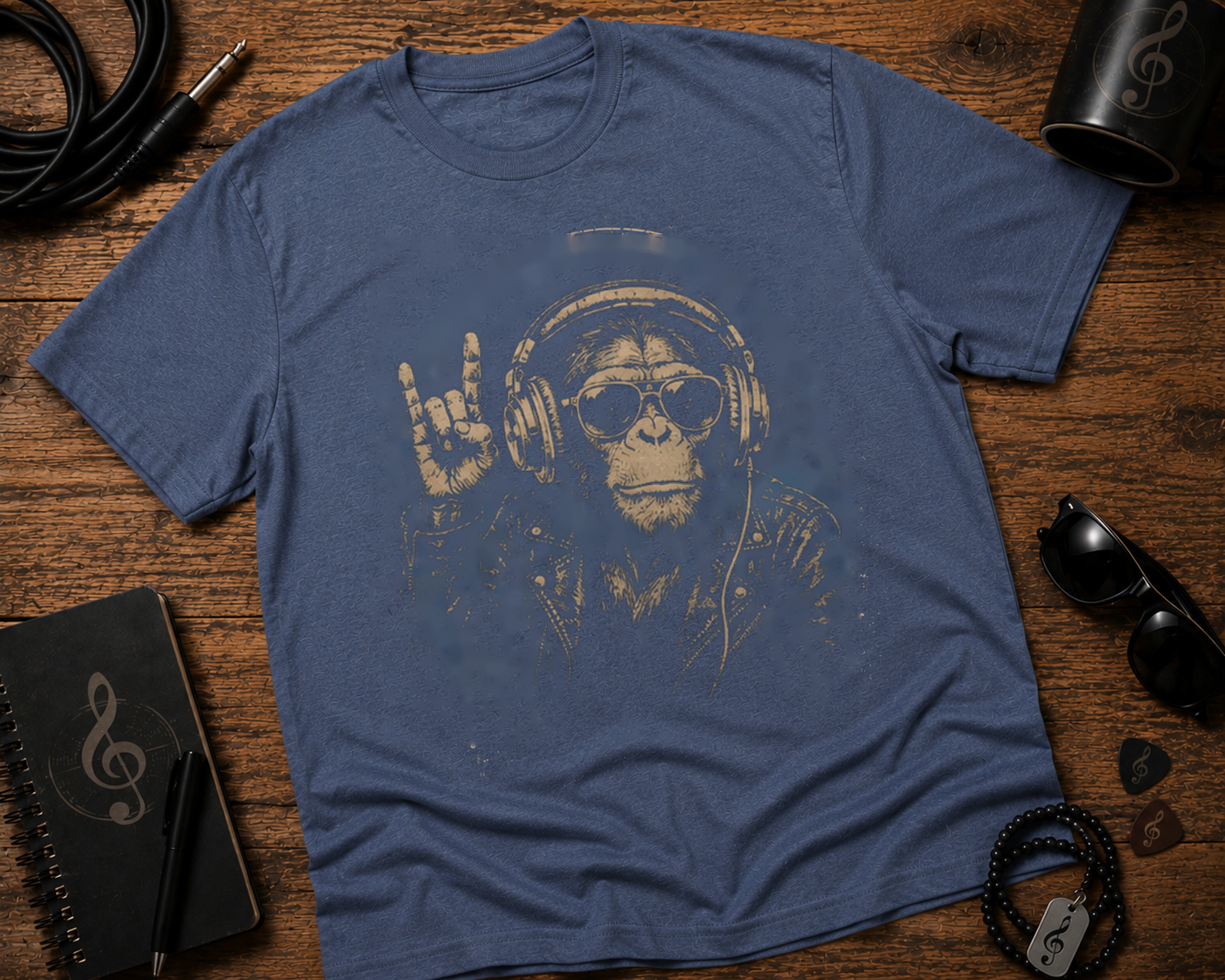 Chimp Rocker | Comfort Colors 1717 T-Shirt | Vintage Music Monkey Garment-Dyed