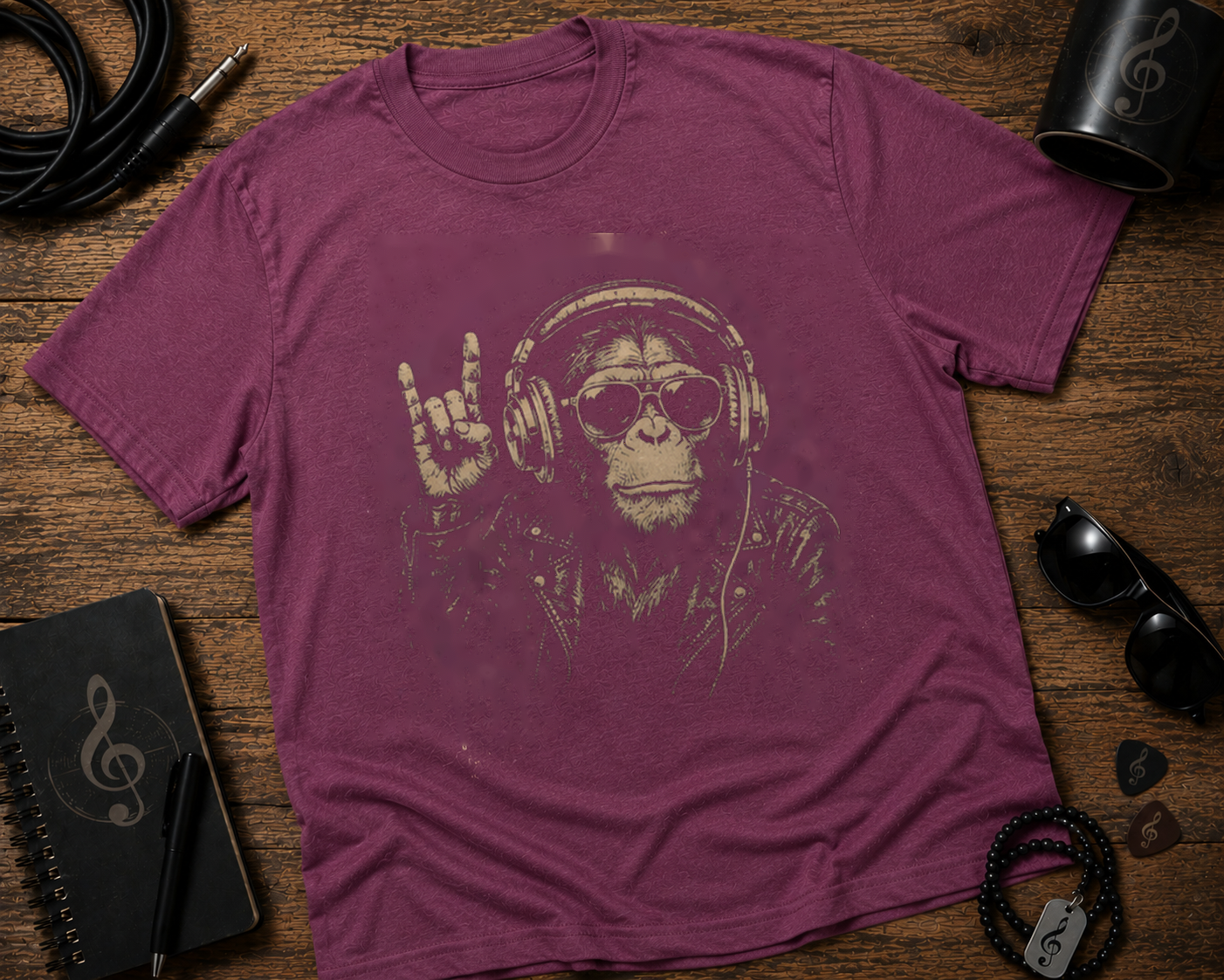 Chimp Rocker | Comfort Colors 1717 T-Shirt | Vintage Music Monkey Garment-Dyed