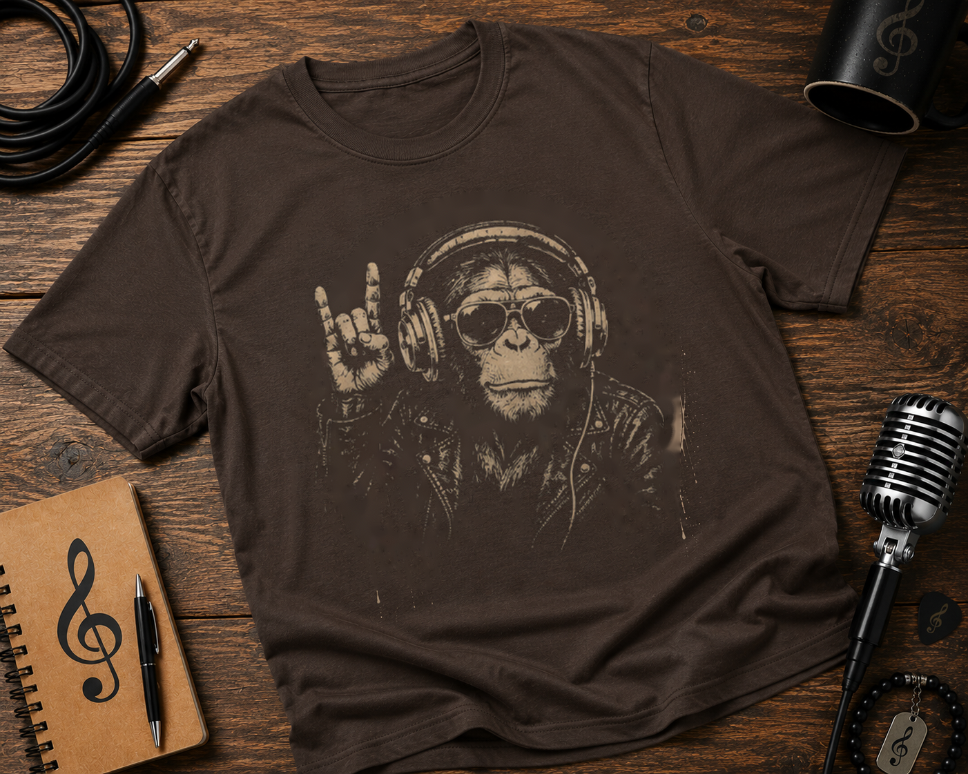 Chimp Rocker | Comfort Colors 1717 T-Shirt | Vintage Music Monkey Garment-Dyed