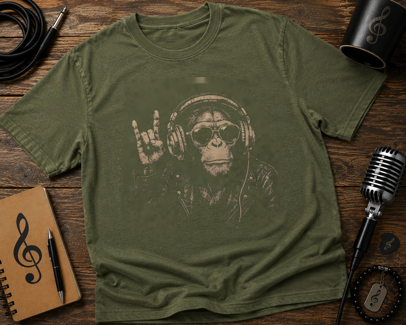 Chimp Rocker | Comfort Colors 1717 T-Shirt | Vintage Music Monkey Garment-Dyed