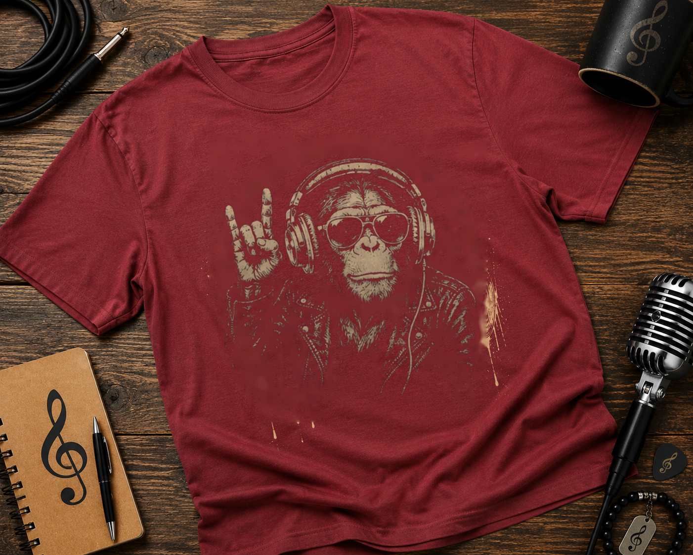 Chimp Rocker | Comfort Colors 1717 T-Shirt | Vintage Music Monkey Garment-Dyed
