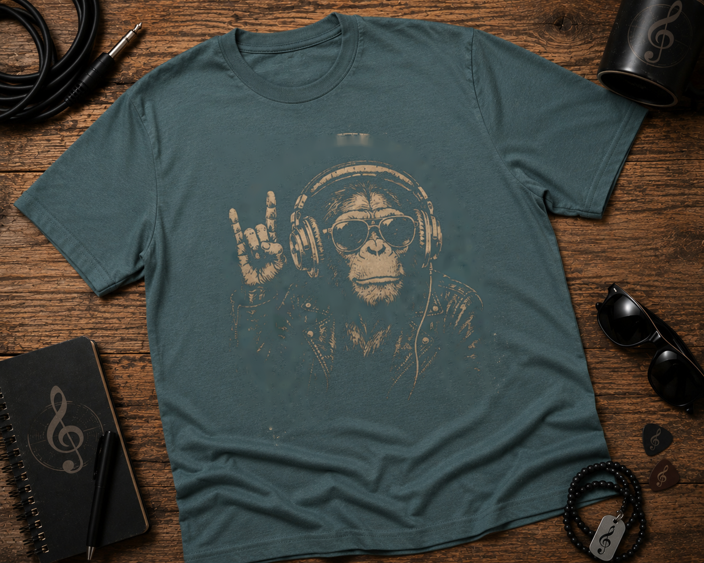 Chimp Rocker | Comfort Colors 1717 T-Shirt | Vintage Music Monkey Garment-Dyed