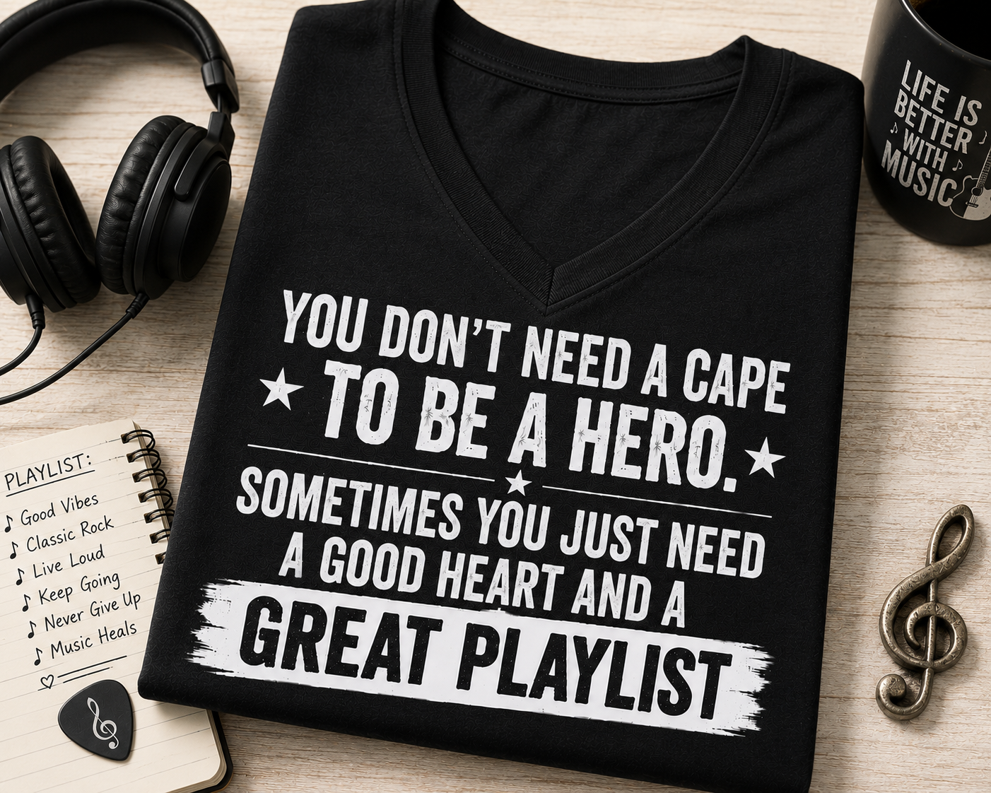 You Don’t Need a Cape Music Lover V-Neck T-Shirt