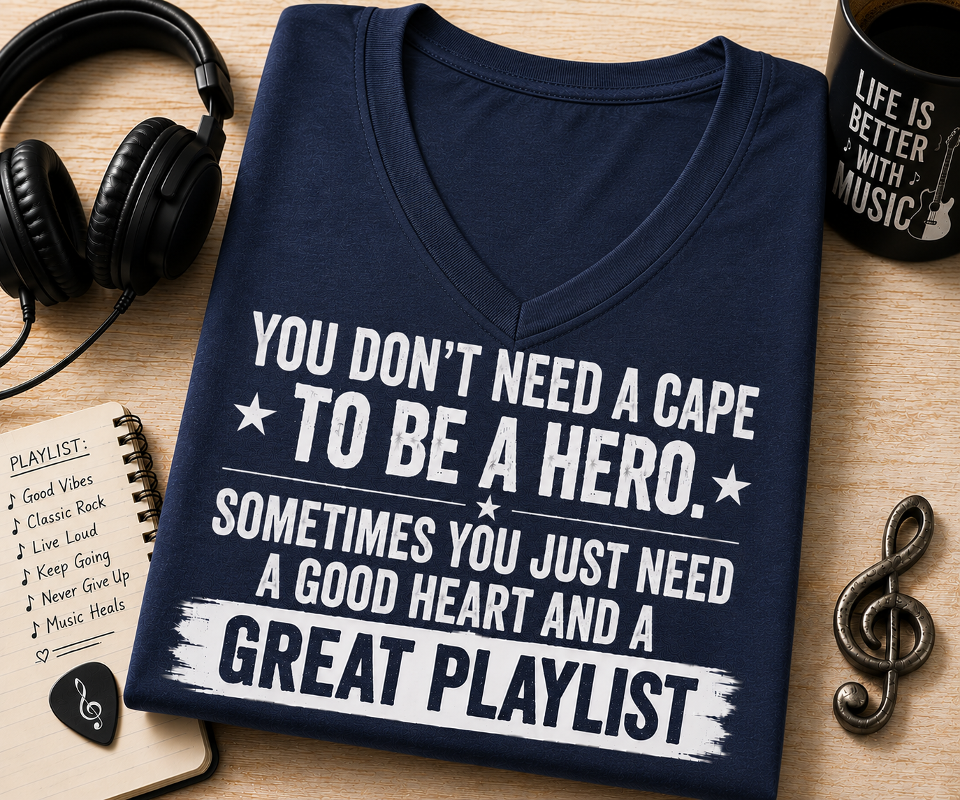 You Don’t Need a Cape Music Lover V-Neck T-Shirt