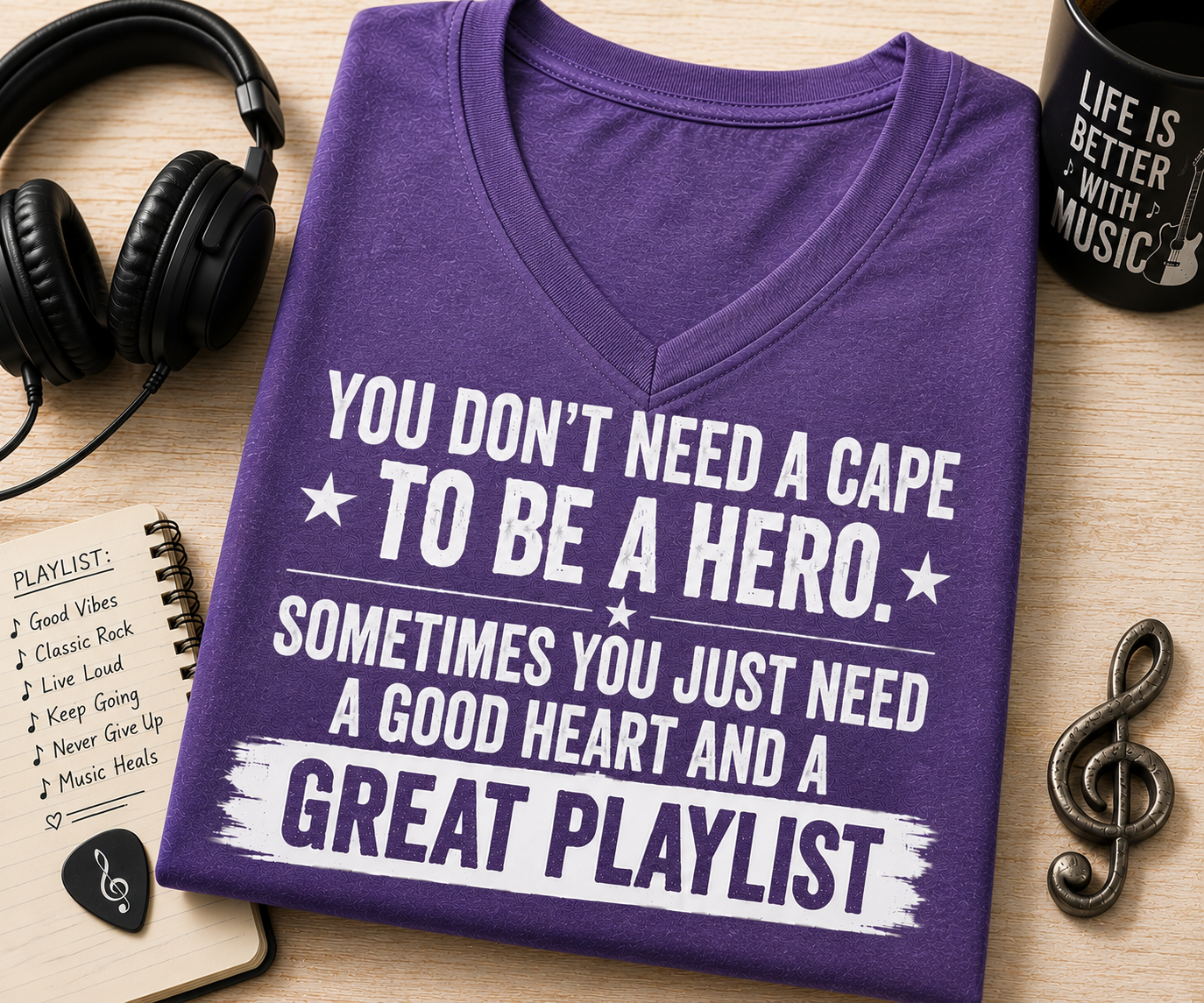 You Don’t Need a Cape Music Lover V-Neck T-Shirt