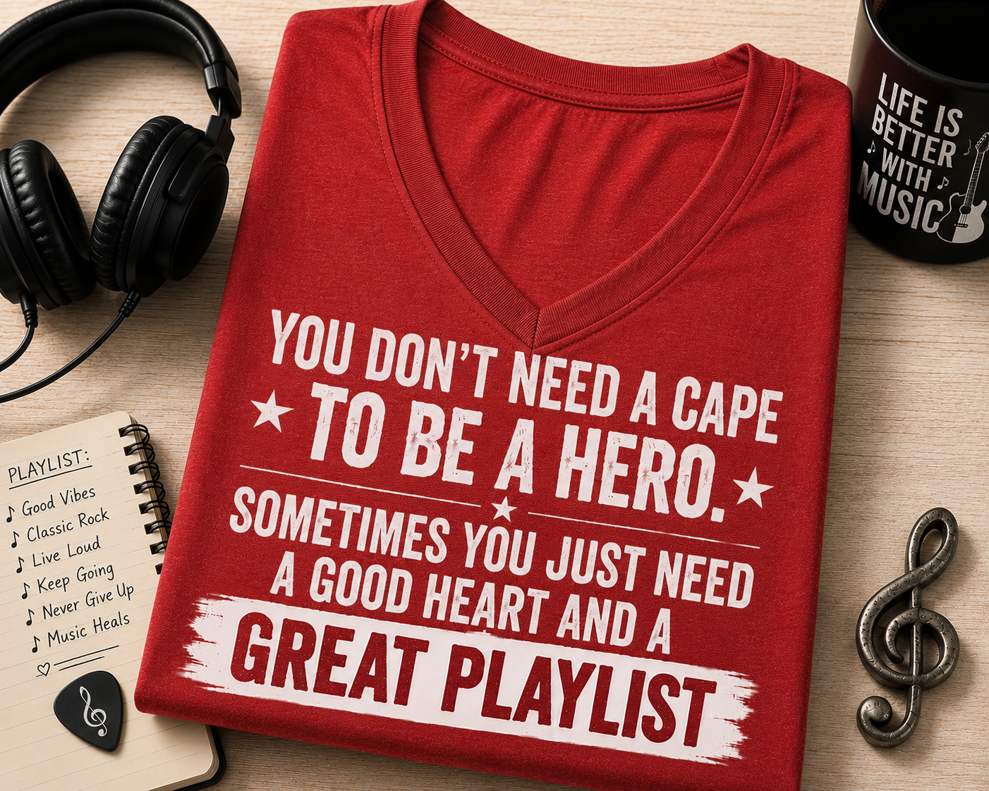 You Don’t Need a Cape Music Lover V-Neck T-Shirt