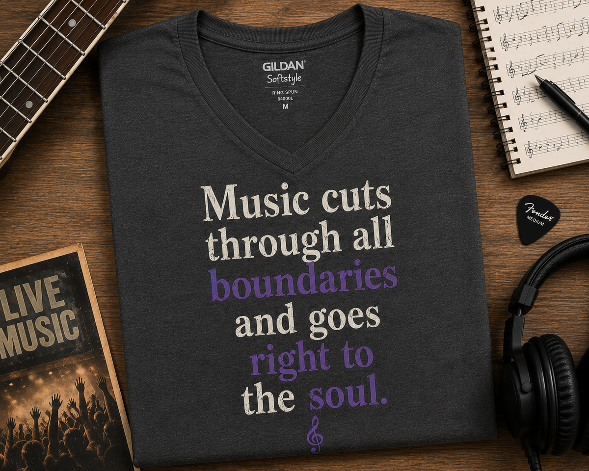 Music Cuts Through All Boundaries V-Neck Shirt